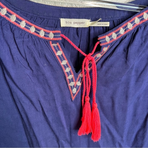 Blu Pepper Long Sleeve Embroidery Tassel Top - Picture 7 of 9